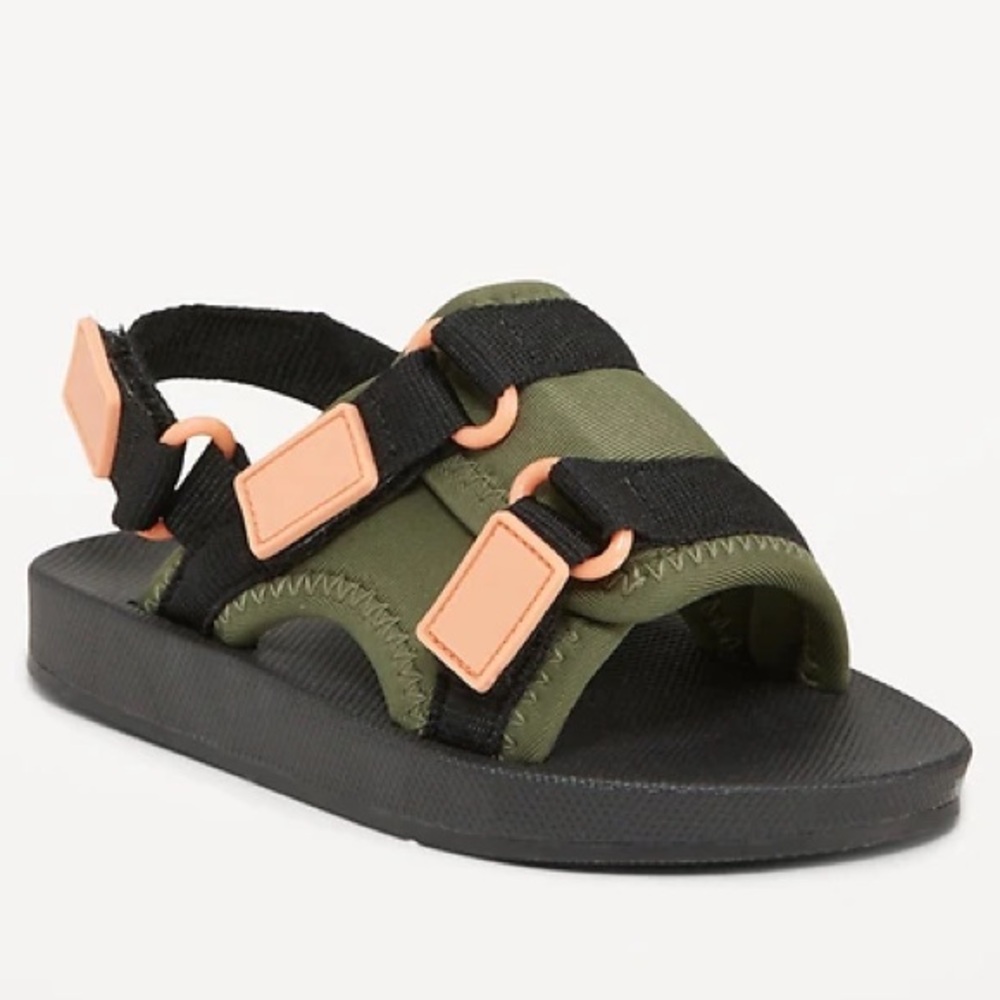 NWOT Old Navy Toddler Unisex Little Kids 8 8c Double Strap Sandals Black Green